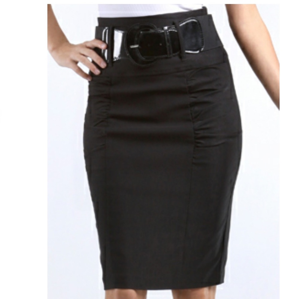 NEW Black wiggle skirt detachable belt retro pinup